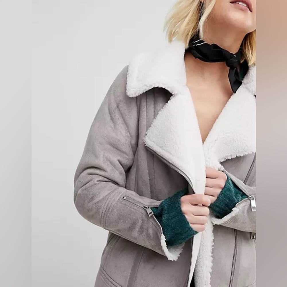 New Look Shearling Biker Jacket - image 3